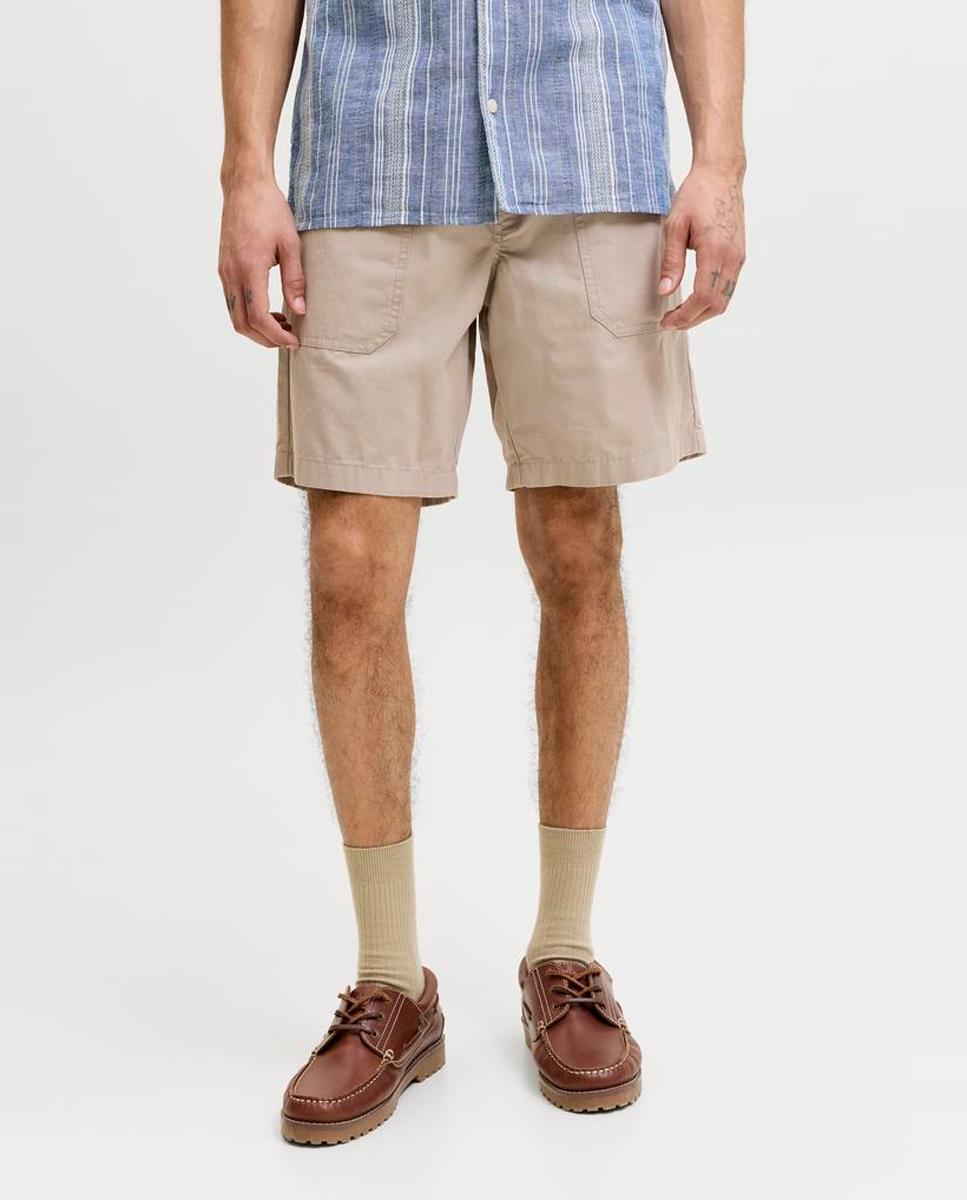 Bermudas Tipo Joggers Bege-2