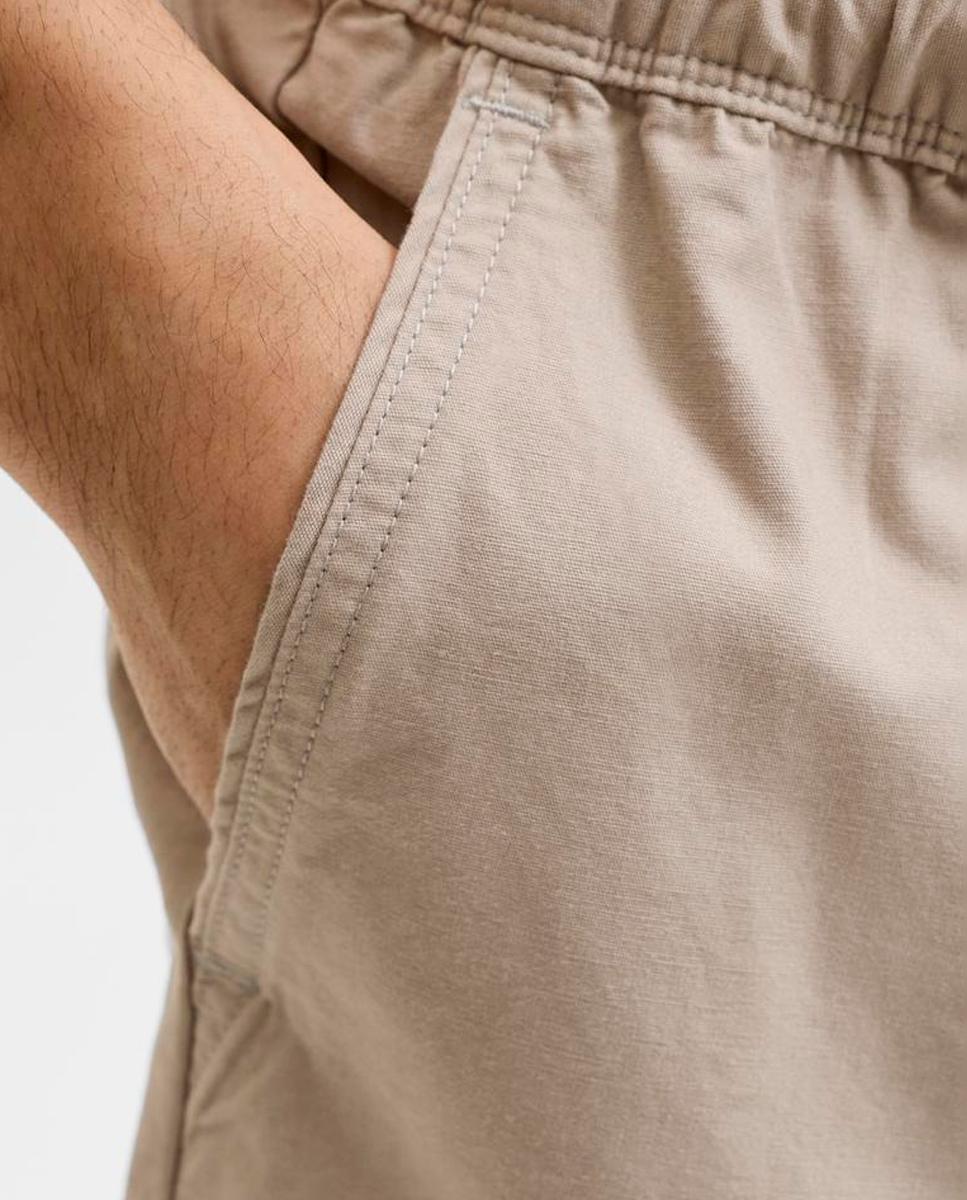 Bermudas Tipo Joggers Bege-4