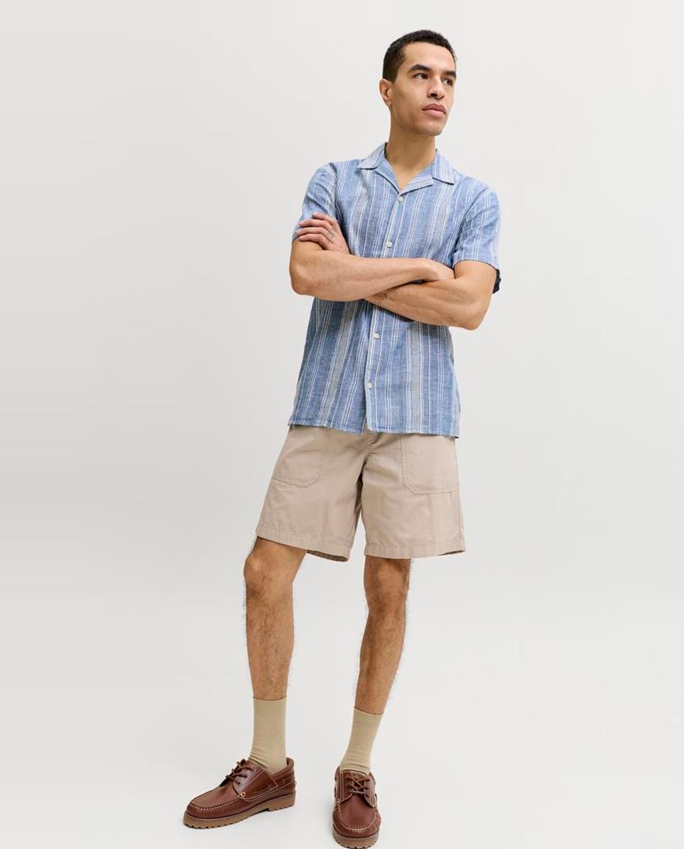 Bermudas Tipo Joggers Bege-8