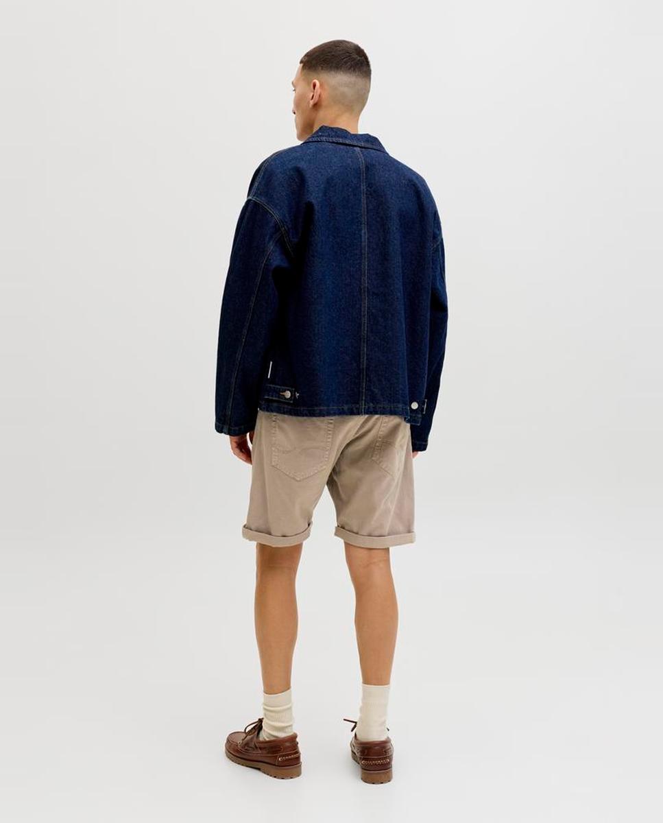 Bermudas Lisas com Cinco Bolsos Castanho-3