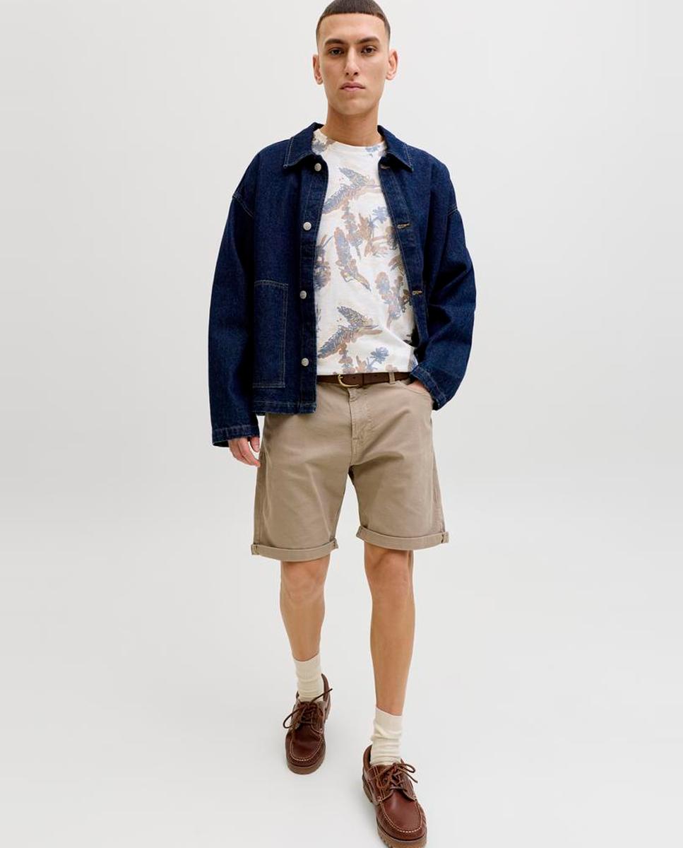 Bermudas Lisas com Cinco Bolsos Castanho-4