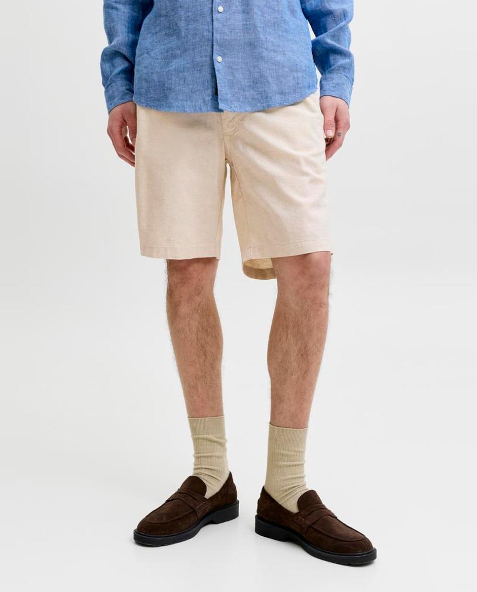 Bermudas Jogger com Cintura Elástica Creme-2