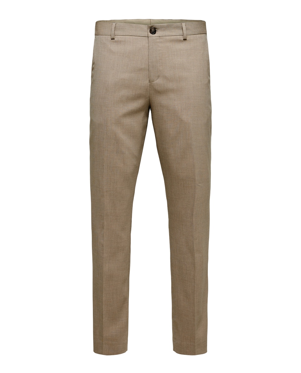 Pantalón de traje de hombre Slim Fit liso - Selected - Marrón Marrón-6