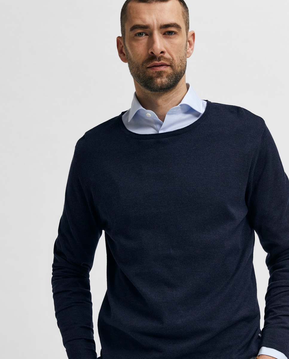 Camisa formal de algodão BCI slim lisa Azul-claro-4