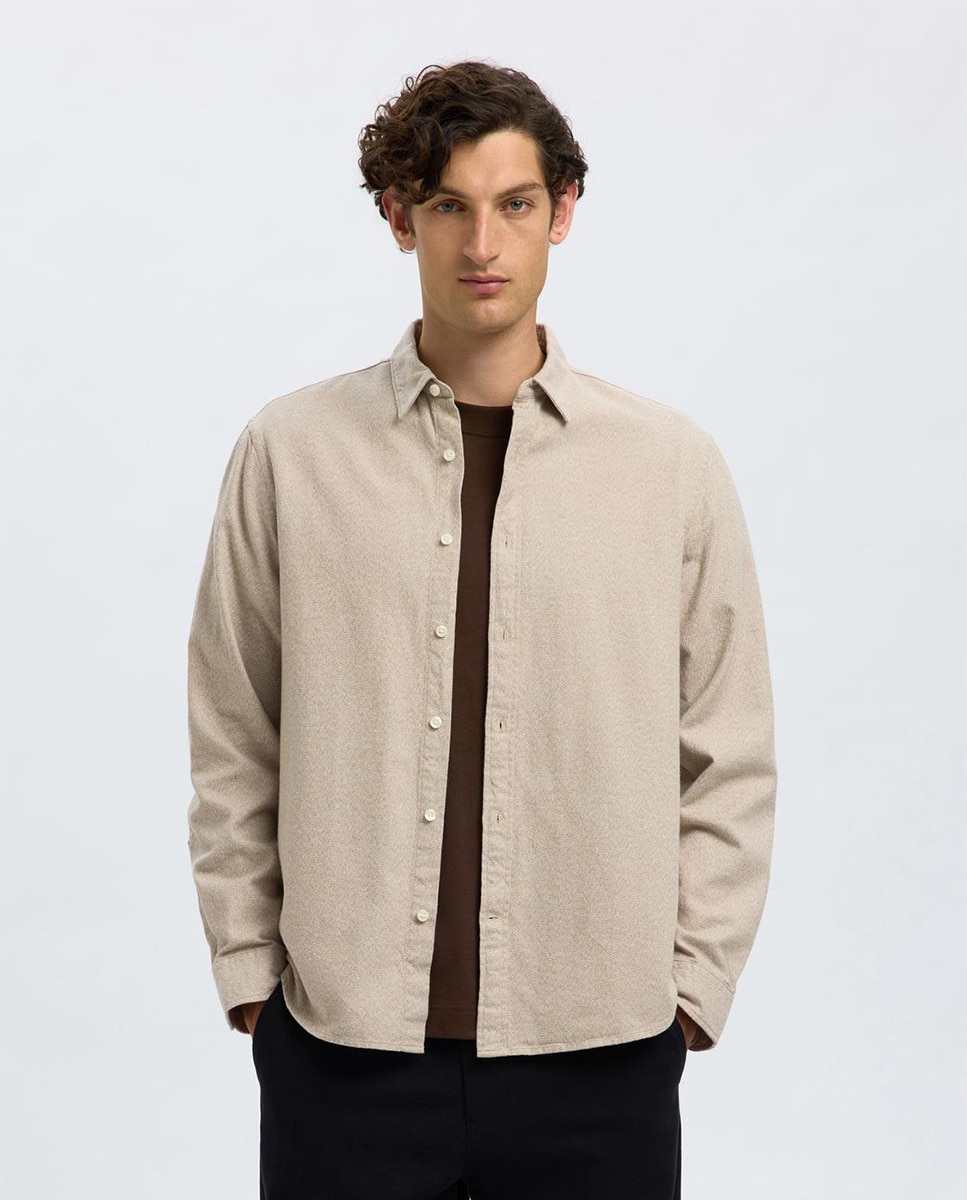 Camisa de hombre Regular fit - Selected - Beige Beige-1