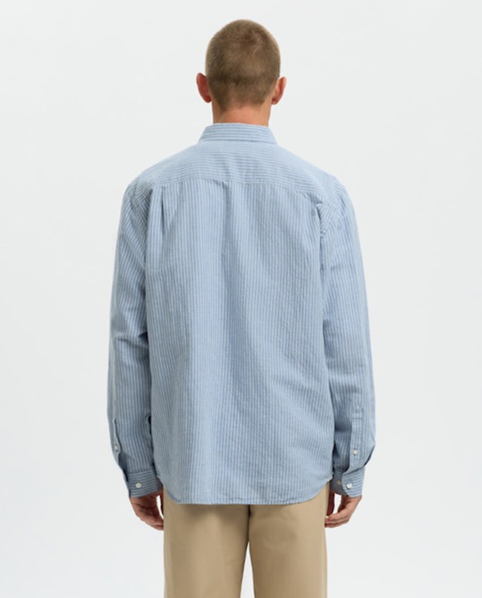 Camisa Regular Fit com Manga Comprida Azul-claro-2