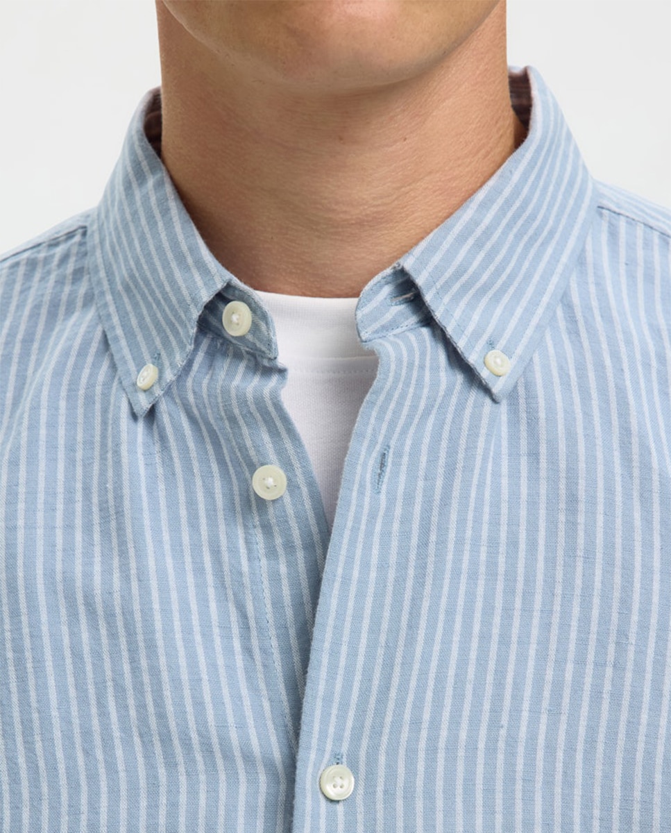 Camisa Regular Fit com Manga Comprida Azul-claro-3