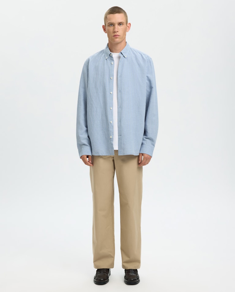 Camisa Regular Fit com Manga Comprida Azul-claro-4