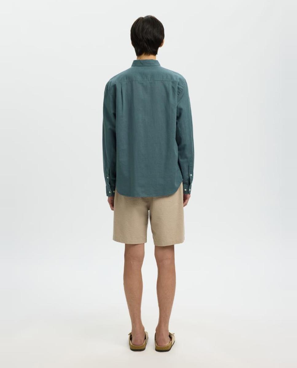 Camisa de hombre manga larga, regular fit - Selected - Verde Verde-2