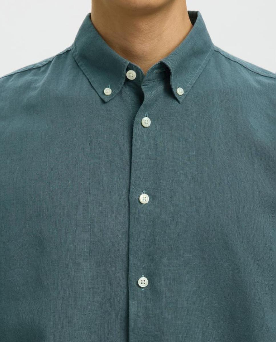Camisa de hombre manga larga, regular fit - Selected - Verde Verde-3