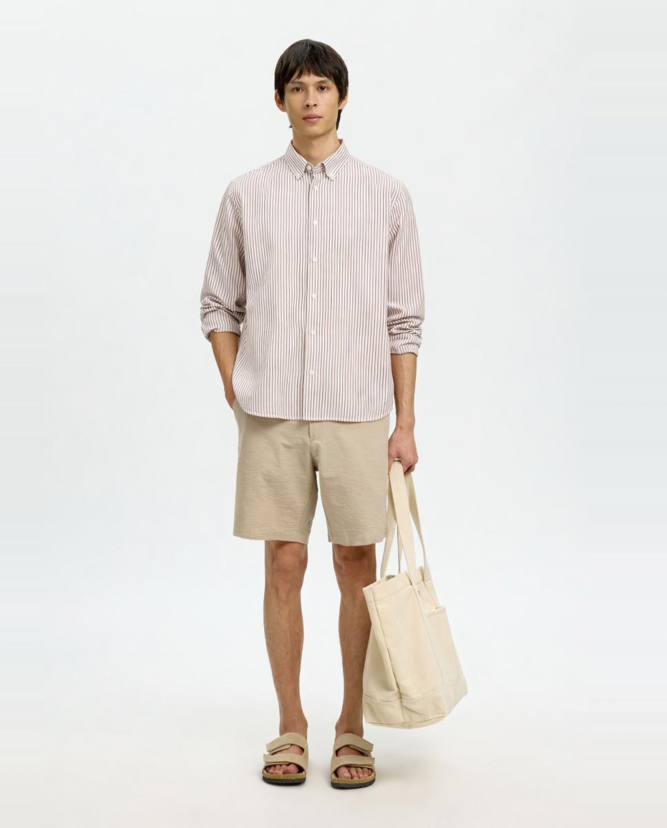 Camisa de hombre manga larga, regular fit - Selected - Blanco Blanco-5