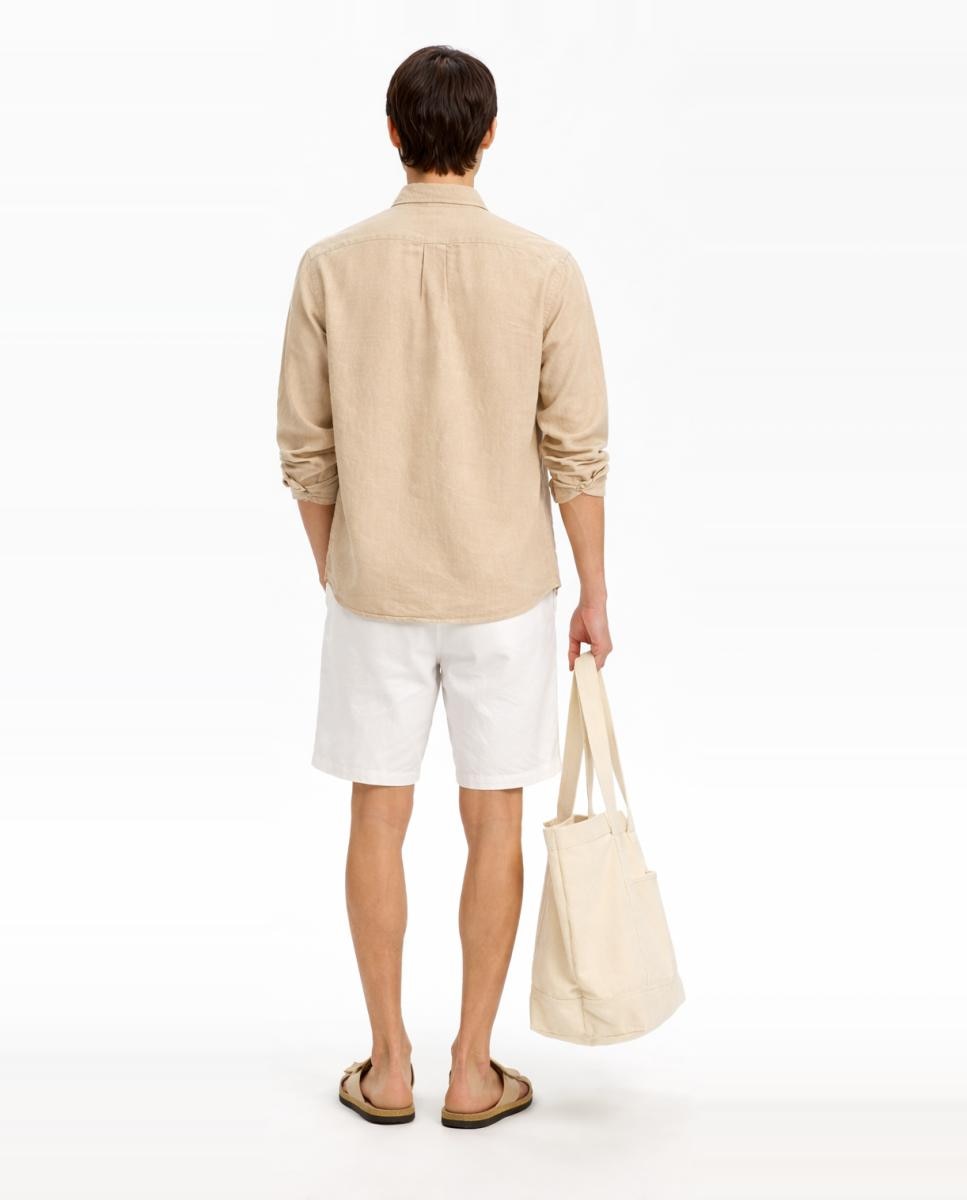 Camisa Regular Fit com Manga Comprida Bege-2