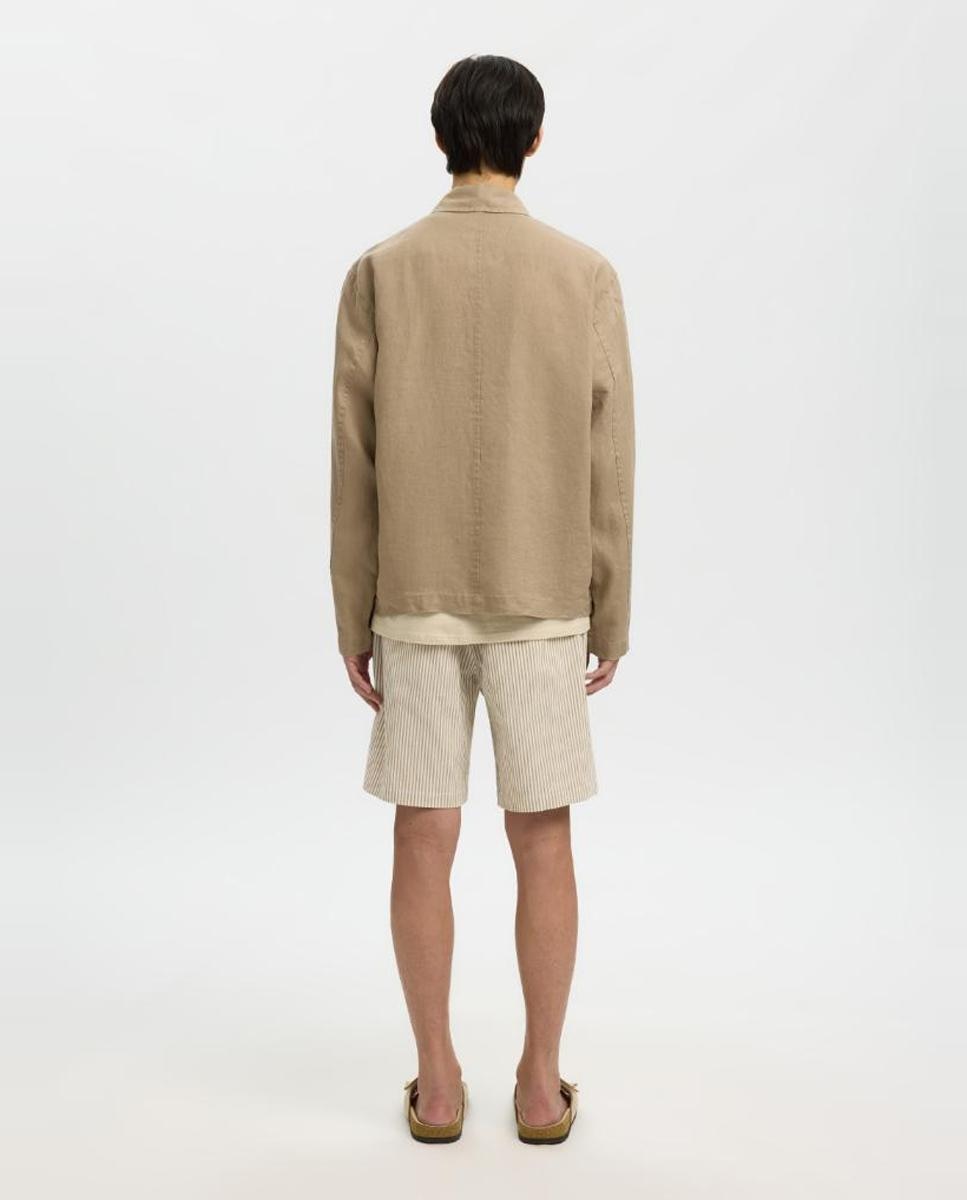 Sobrecamisa de Linho Castanho-claro-2