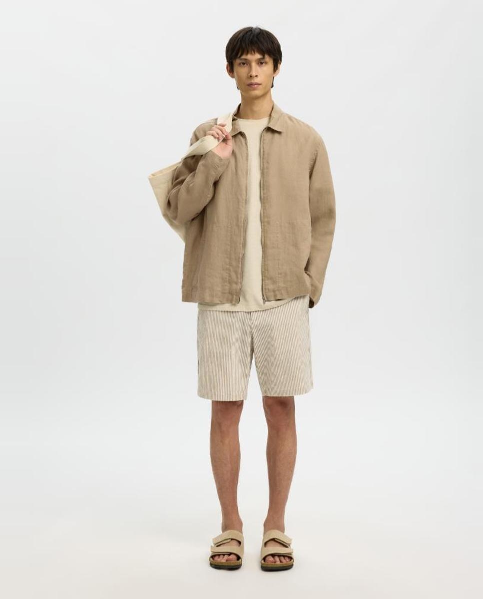 Sobrecamisa de Linho Castanho-claro-5