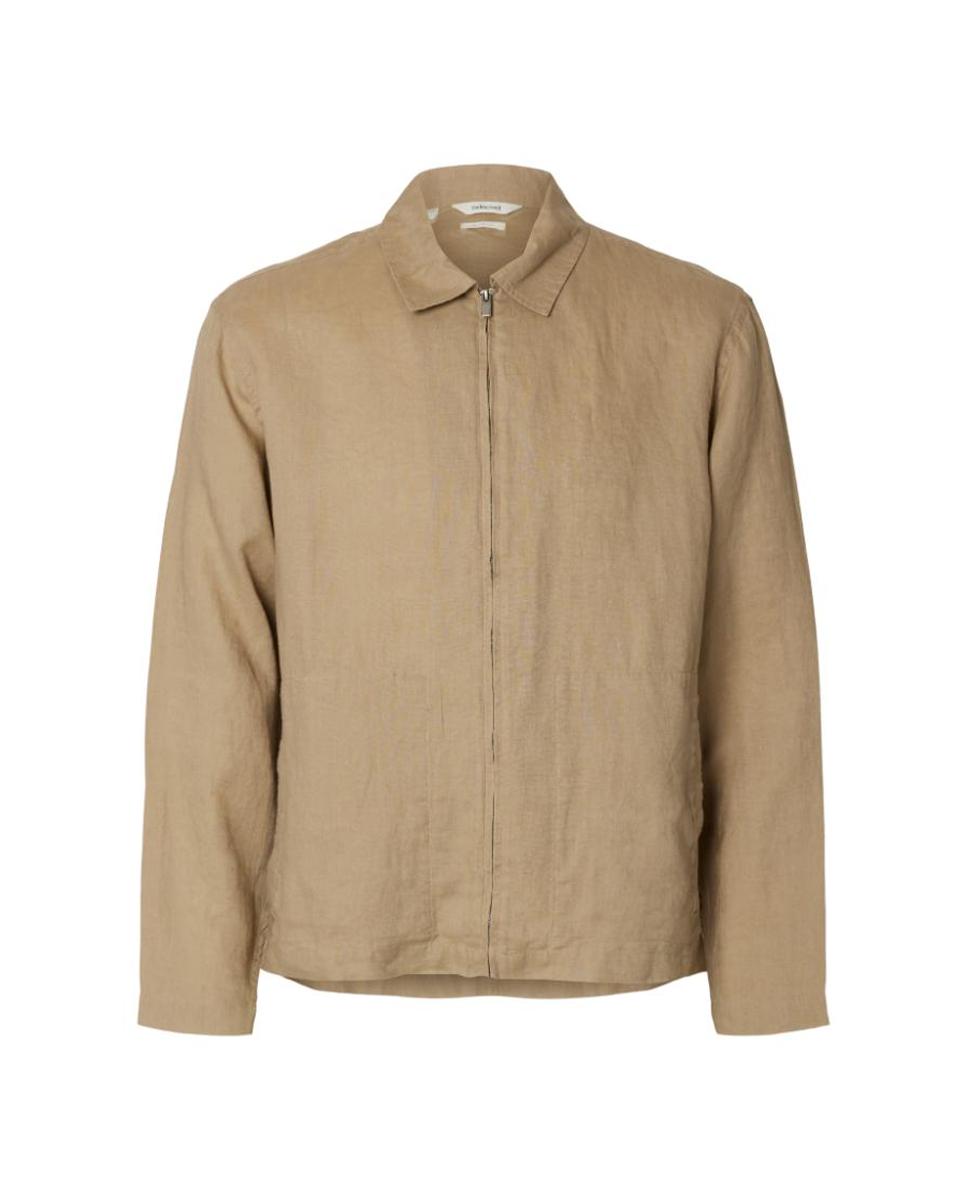 Sobrecamisa de Linho Castanho-claro-4