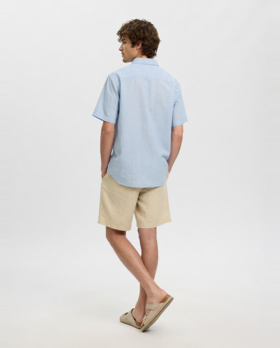 Camisa Regular Fit com Manga Curta Azul-2