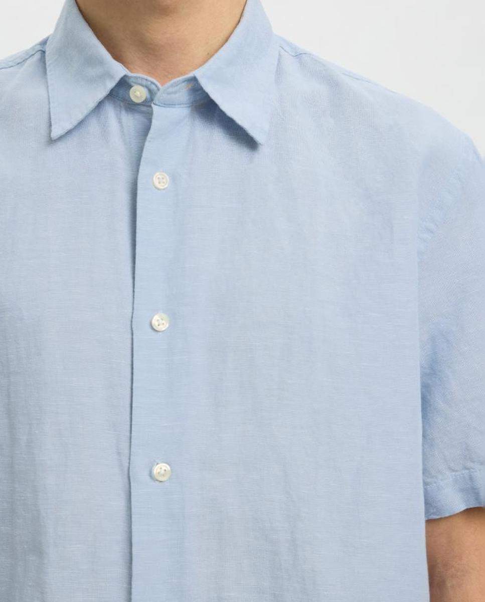 Camisa Regular Fit com Manga Curta Azul-3