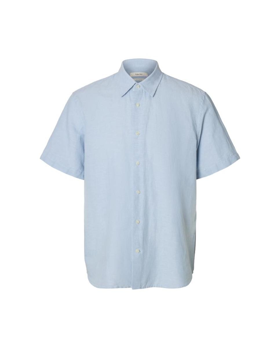 Camisa Regular Fit com Manga Curta Azul-4