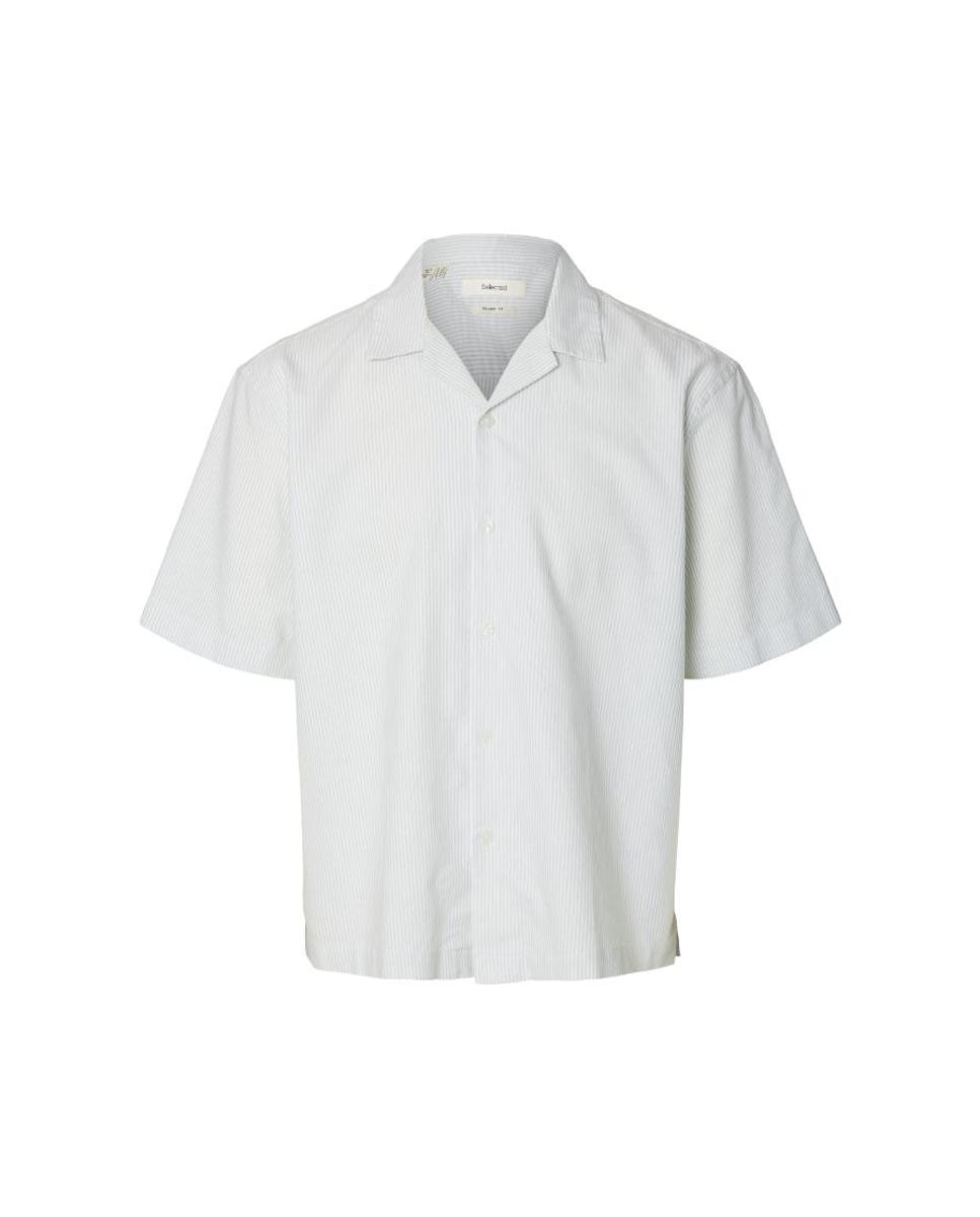Camisa oxford de hombre de manga corta con cuello resort - Selected - Verde Agua Verde Agua-1