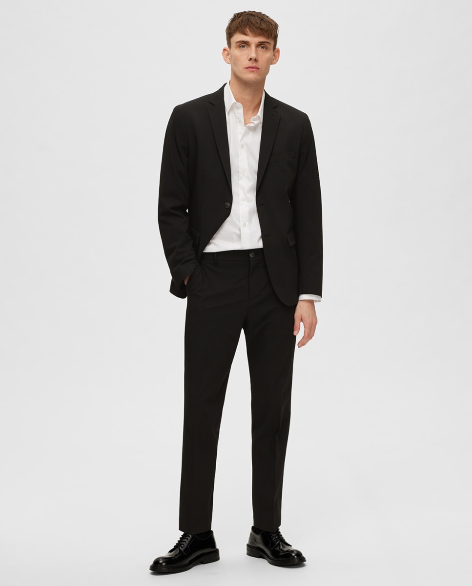 Chaqueta de traje de hombre Slim Fit lisa - Selected - Negro Negro-1