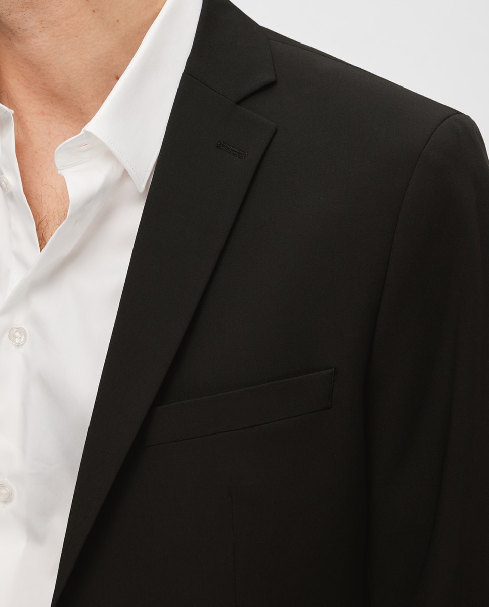 Chaqueta de traje de hombre Slim Fit lisa - Selected - Negro Negro-3