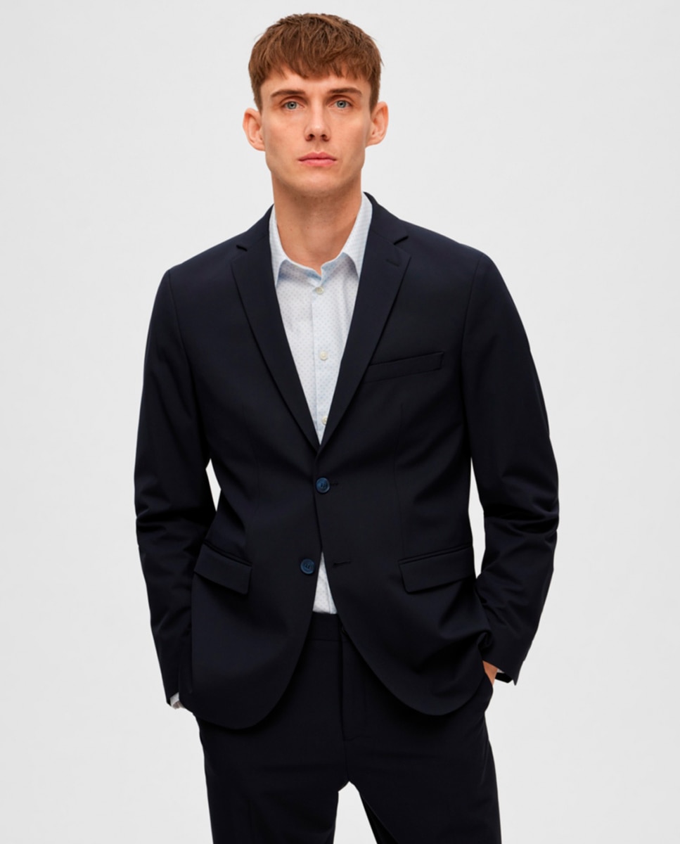 Chaqueta de traje de hombre Slim Fit lisa - Selected - Azul marino Azul marino-1