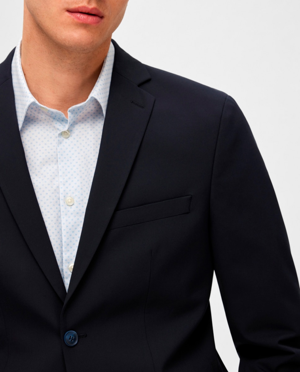 Chaqueta de traje de hombre Slim Fit lisa - Selected - Azul marino Azul marino-3