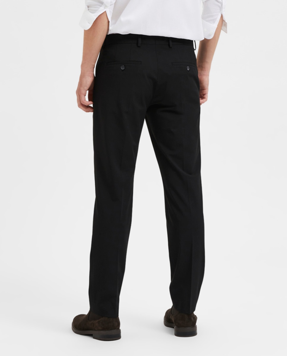 Pantalón de traje de hombre Slim Fit liso - Selected - Negro Negro-3