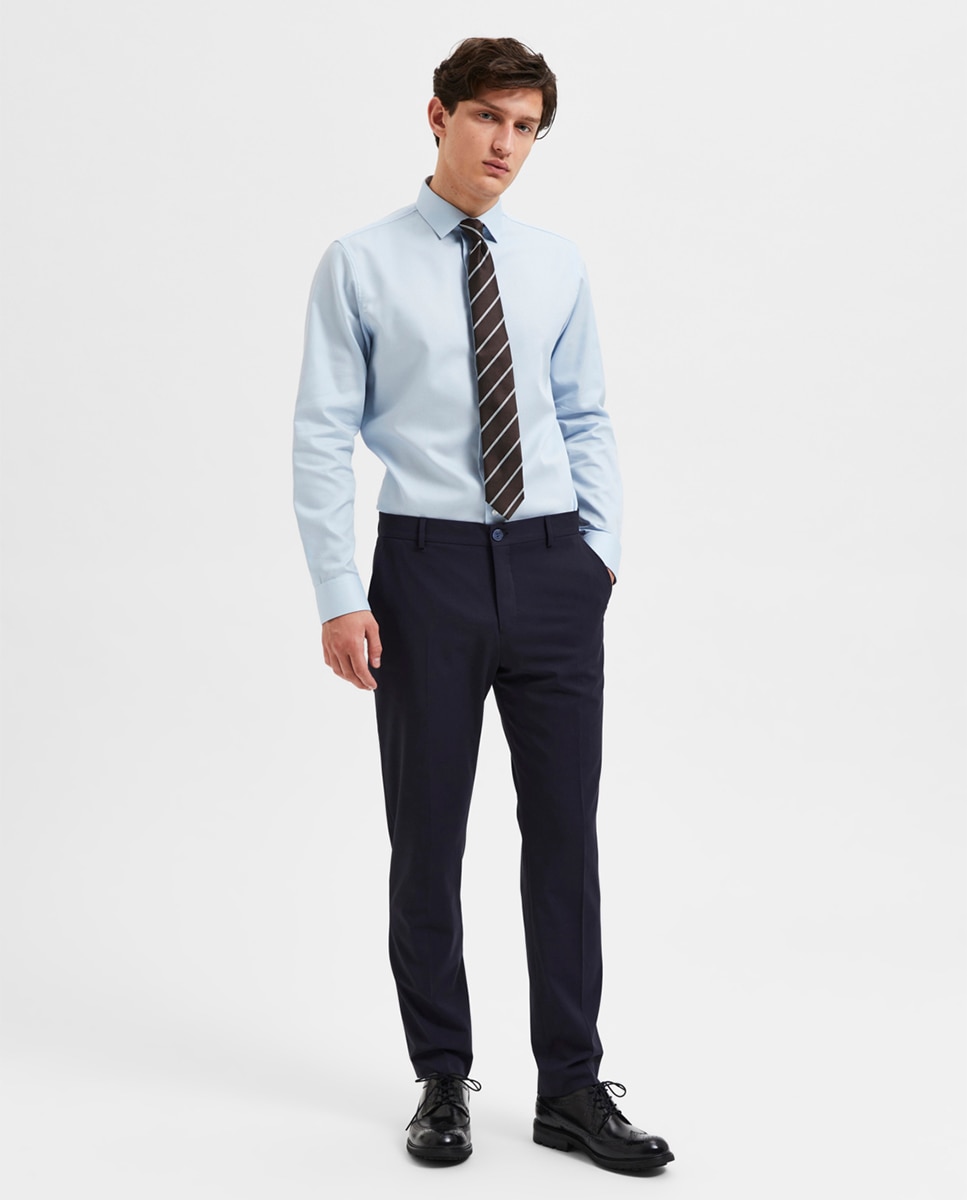 Pantalón de traje de hombre Slim Fit liso - Selected - Azul marino Azul marino-1