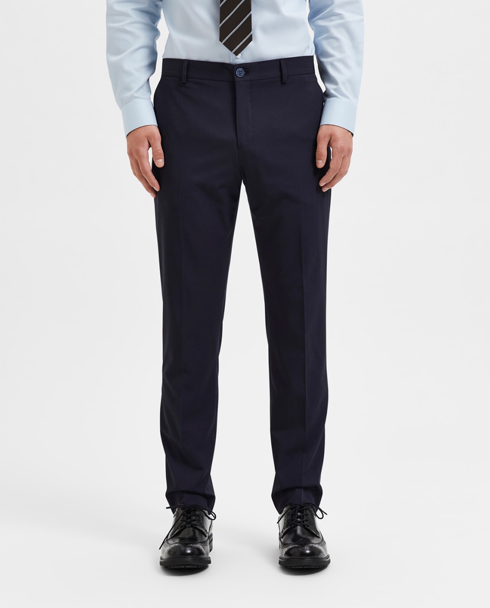 Pantalón de traje de hombre Slim Fit liso - Selected - Azul marino Azul marino-2