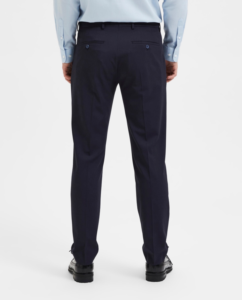 Pantalón de traje de hombre Slim Fit liso - Selected - Azul marino Azul marino-3