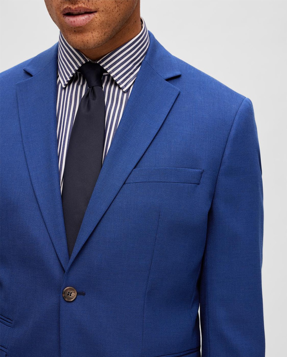 Chaqueta de traje de hombre Slim Fit lisa - Selected - Azul índigo Azul índigo-3