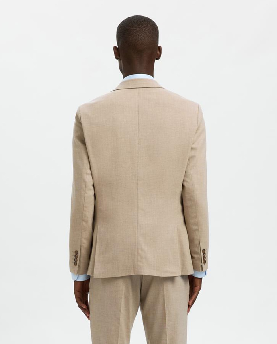 Chaqueta de traje de hombre Slim Fit lisa - Selected - Beige Beige-2