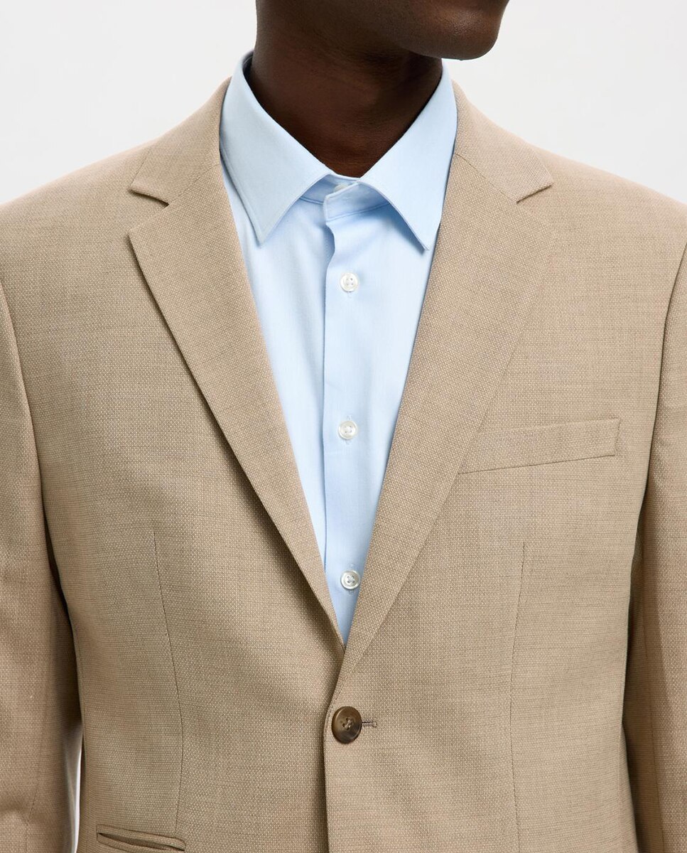 Chaqueta de traje de hombre Slim Fit lisa - Selected - Beige Beige-3