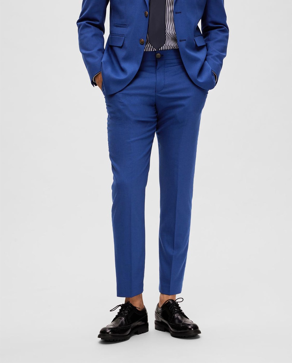 Pantalón de traje de hombre Slim Fit liso - Selected - Azul índigo Azul índigo-2