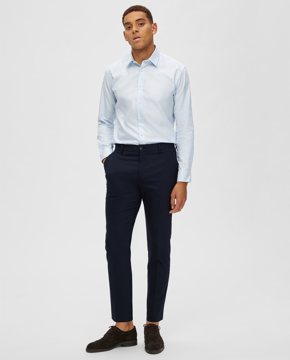 Pantalón de traje de hombre Slim Fit liso - Selected - Azul marino Azul marino-1