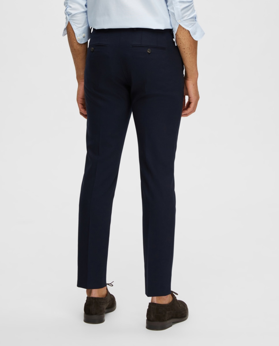 Pantalón de traje de hombre Slim Fit liso - Selected - Azul marino Azul marino-3