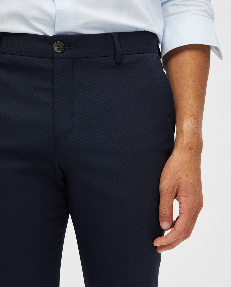 Pantalón de traje de hombre Slim Fit liso - Selected - Azul marino Azul marino-4