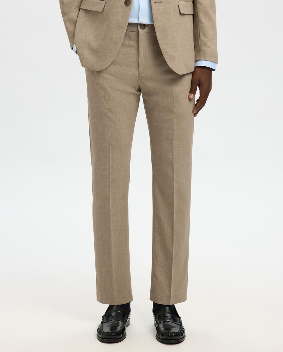 Pantalón de traje de hombre Slim Fit liso - Selected - Beige Beige-2