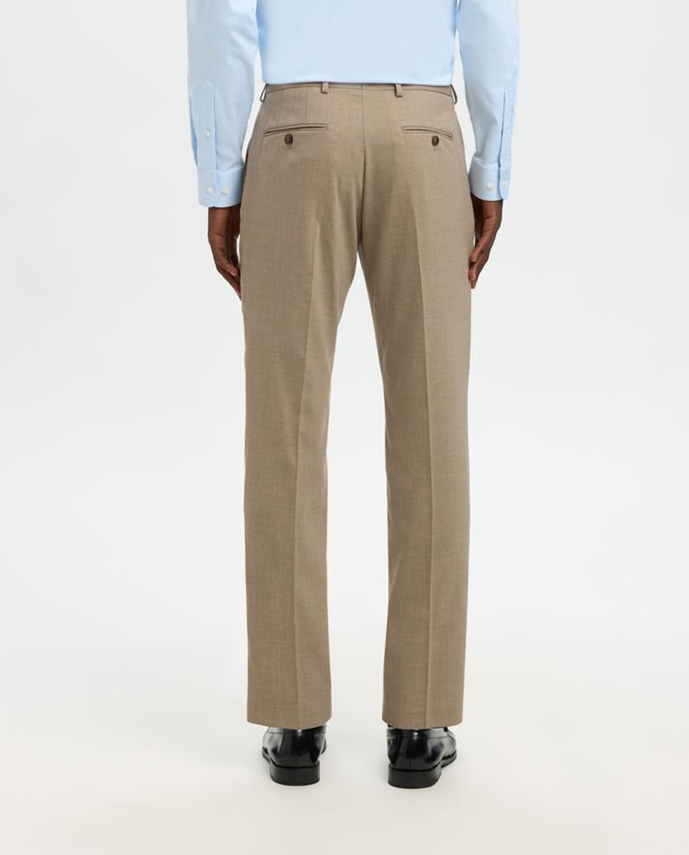 Pantalón de traje de hombre Slim Fit liso - Selected - Beige Beige-3
