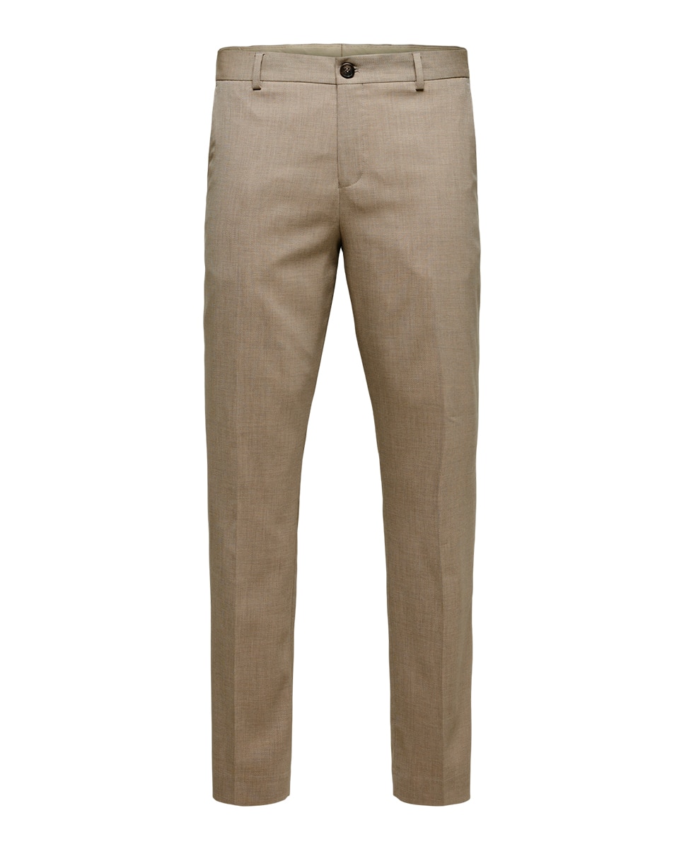 Pantalón de traje de hombre Slim Fit liso - Selected - Beige Beige-5