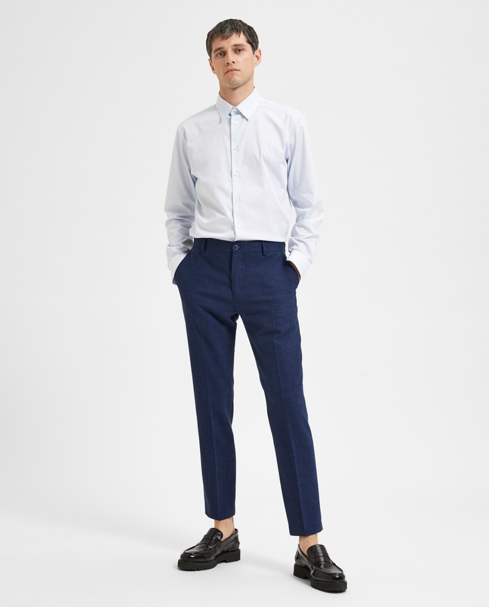 Imagem 0 de Calças de Fato Slim Fit de Linho