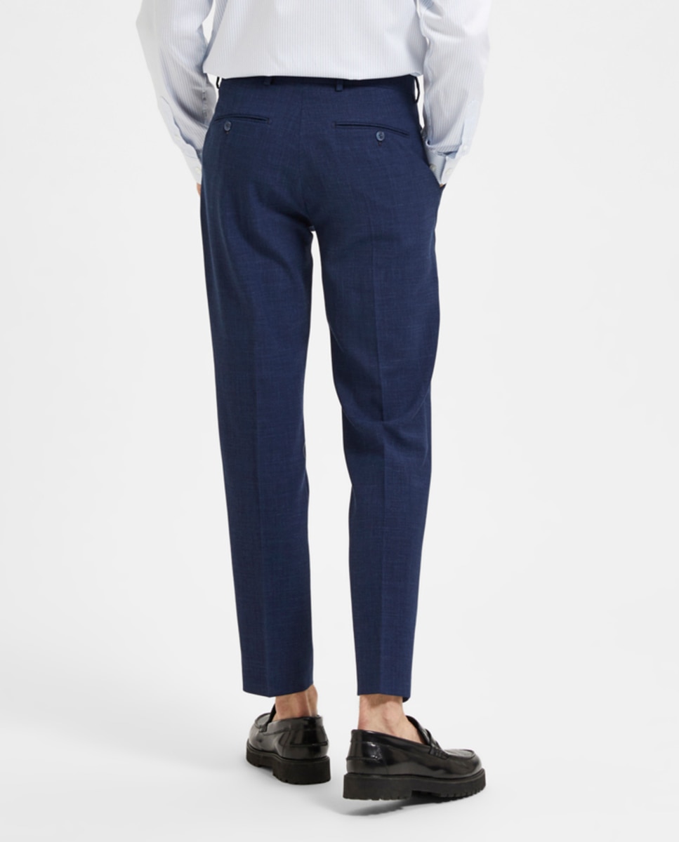 Calças de Fato Slim Fit de Linho Azul-marinho-3