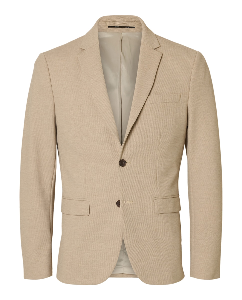Casaco de Fato Slim Fit Bege-4