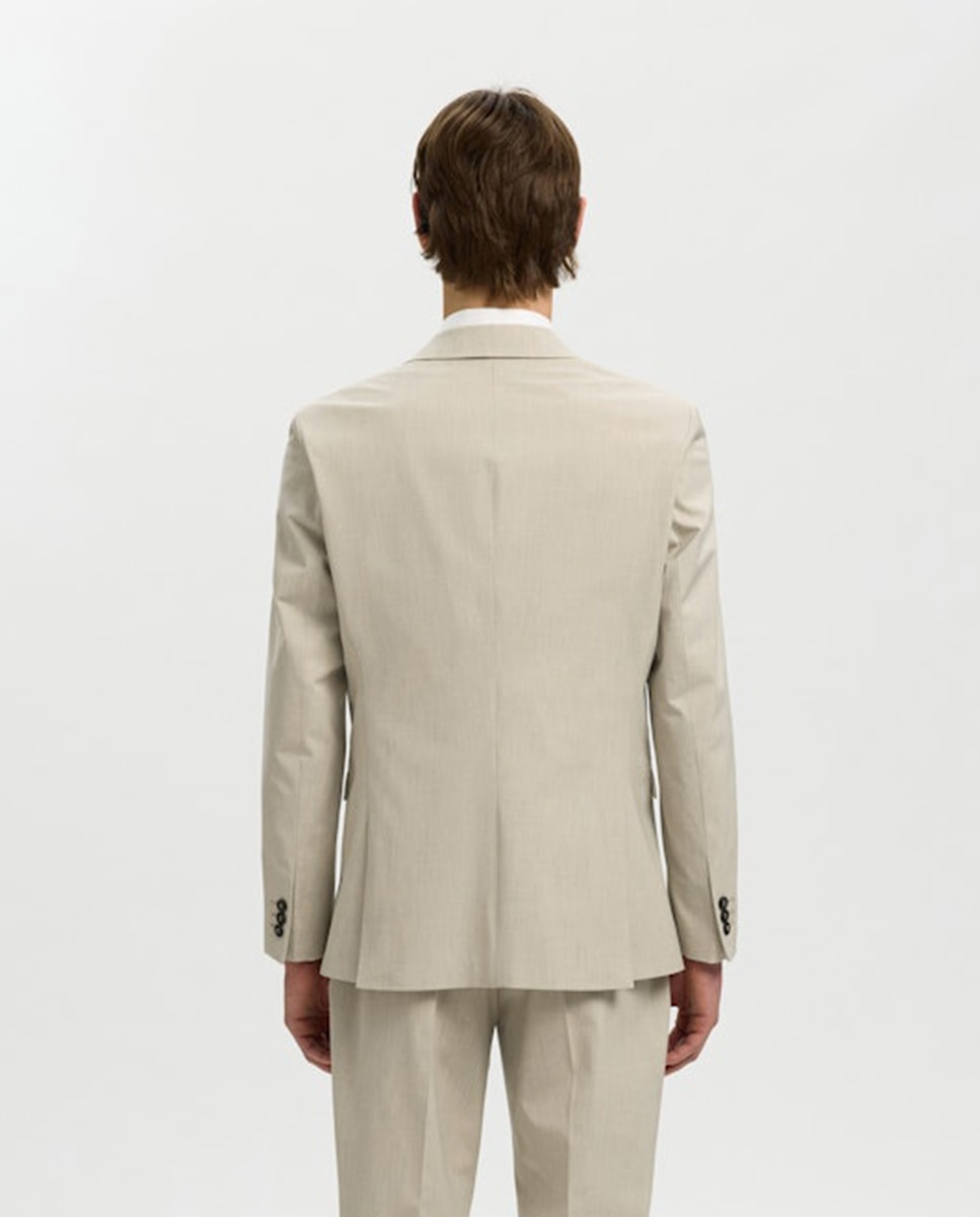 Chaqueta de traje de hombre Slim Fit lisa - Selected - Beige Beige-2