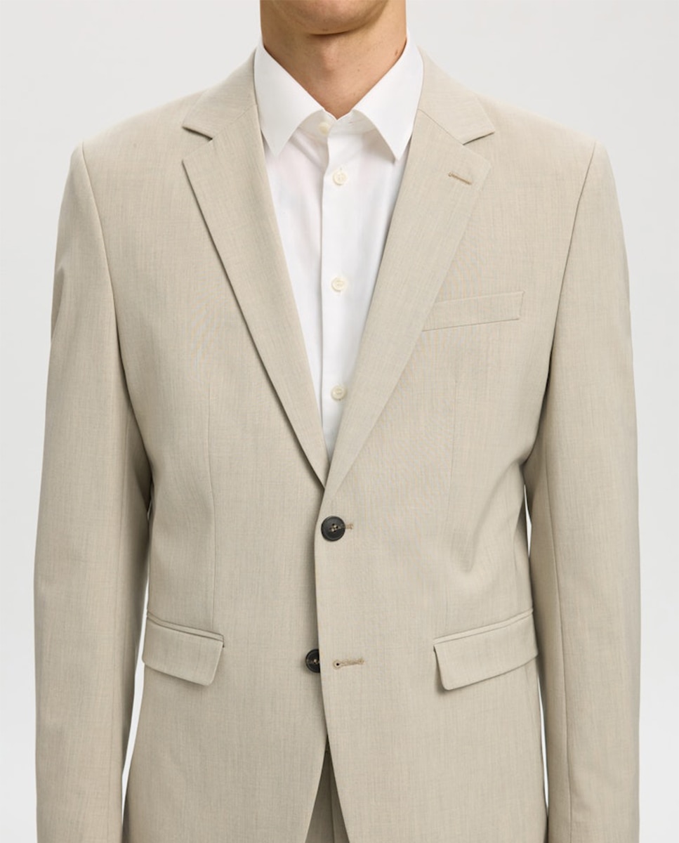 Chaqueta de traje de hombre Slim Fit lisa - Selected - Beige Beige-3
