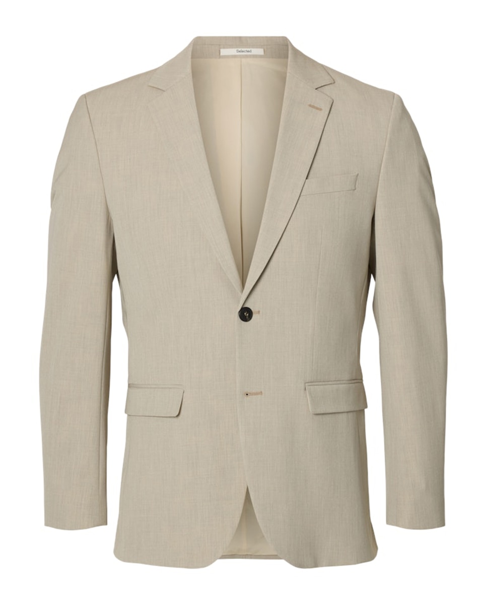 Chaqueta de traje de hombre Slim Fit lisa - Selected - Beige Beige-4