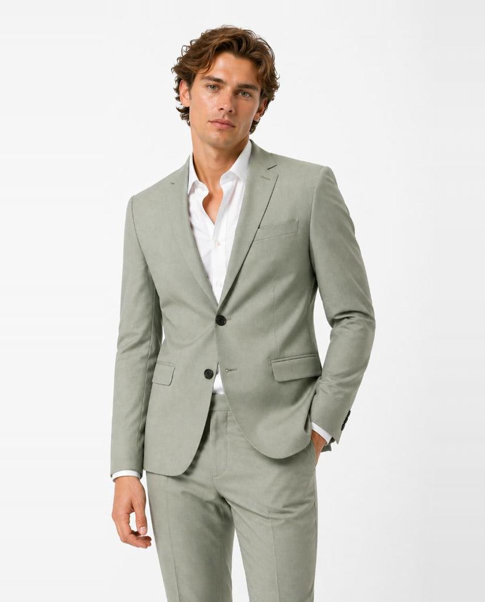 Chaqueta de traje de hombre Slim Fit lisa - Selected - Verde claro Verde claro-1