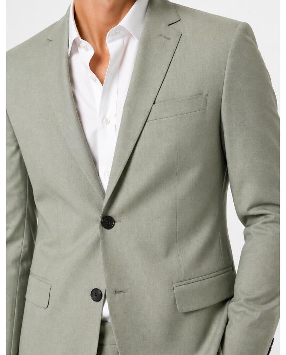 Chaqueta de traje de hombre Slim Fit lisa - Selected - Verde claro Verde claro-3