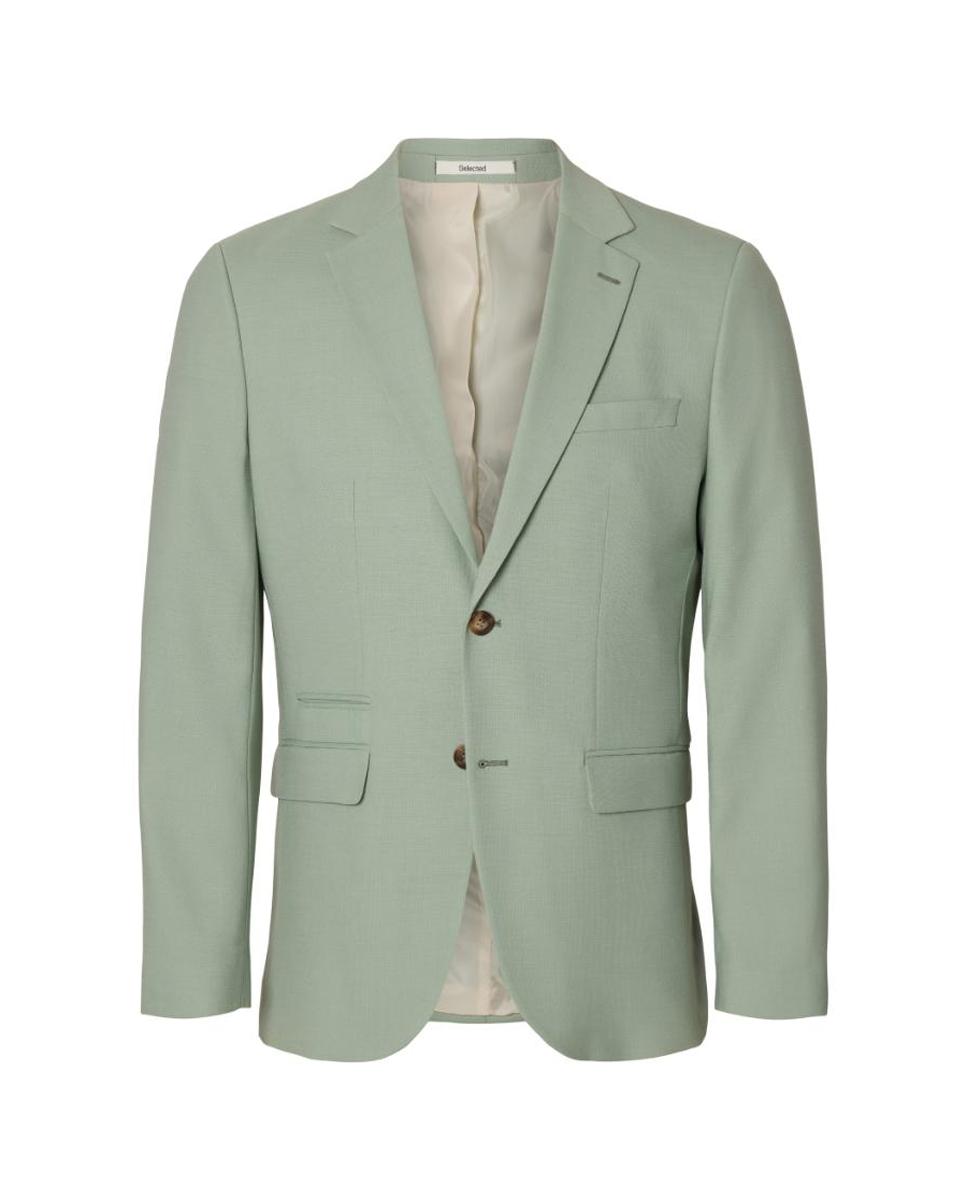 Chaqueta de traje de hombre Slim Fit lisa - Selected - Verde claro Verde claro-4